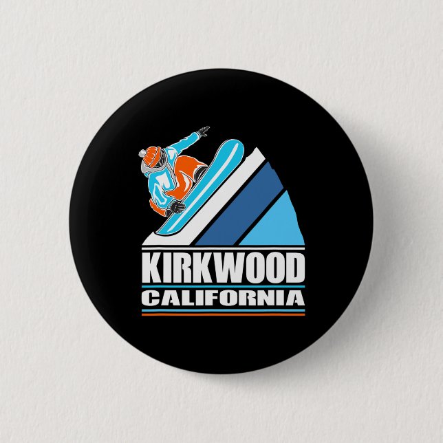 Kirkwood California - Vintage Snowboarder Knapp (Framsida)
