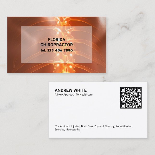 Kiropraktor Fysioterapeut Anpassad QR Visitkort (Fram/baksida)
