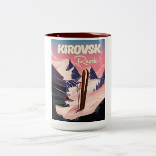 Kirovsk Ryssland skidresor affisch Två-Tonad Mugg