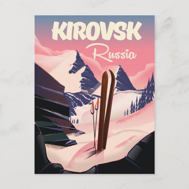 Kirovsk Ryssland skidresor affisch Vykort (Framsida)
