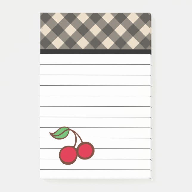 Kirschen Gingham Post It Notes Post-it Block (Framsida)