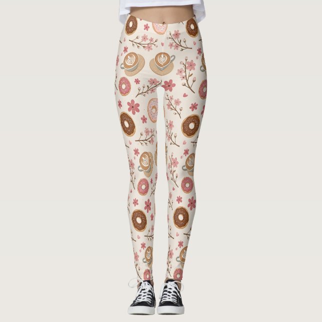 Kirschenblomster Kaffeefiltmönster (3) Leggings (Framsida)