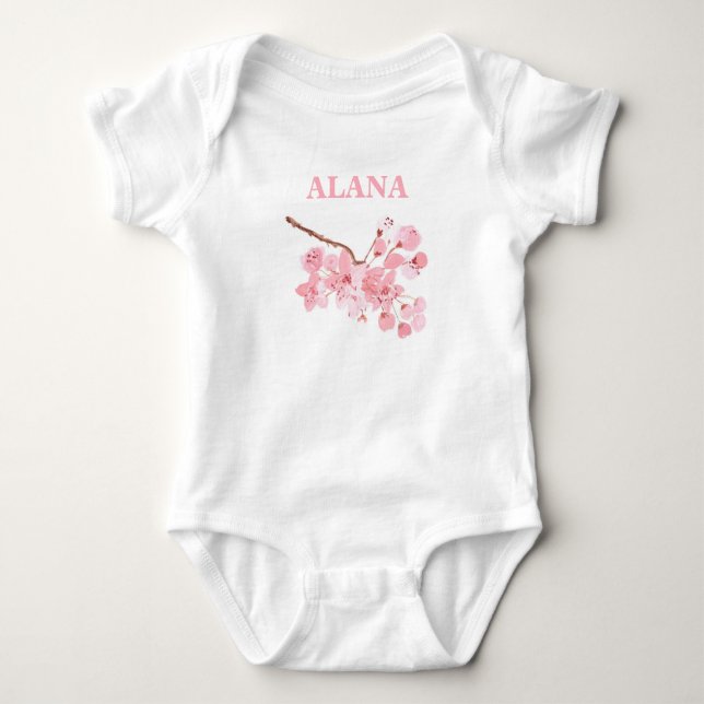 Kirsebærblom Rosa Blommig Sakura Namn T Shirt (Framsida)