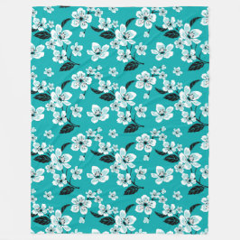 KIRSEBÄRBLOM - SAKURA (TEAL) FLEECEFILT