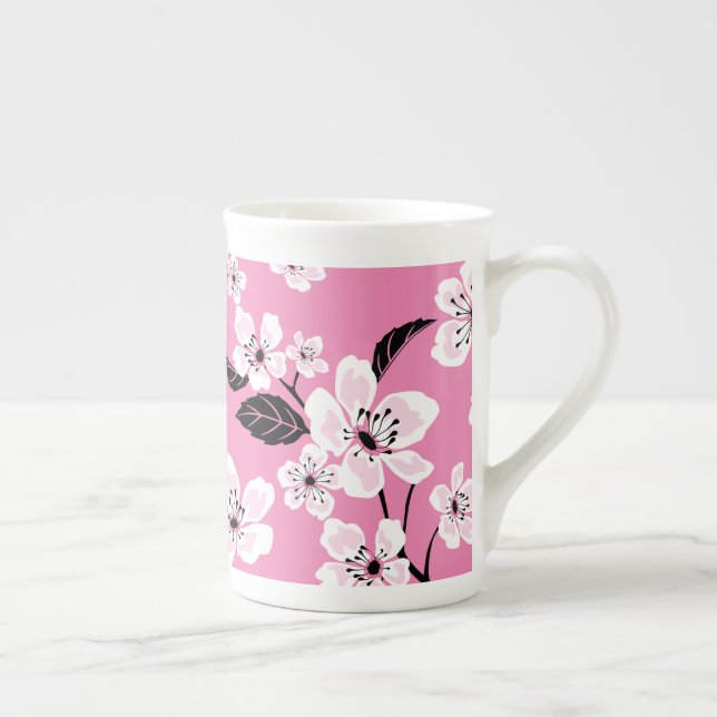 KIRSEBÄRBLOMMA - SAKURA (LJUST ROSA) BENPORSLIN MUGG (Höger)