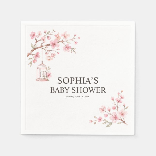 Kirsebärsakura Baby Shower Pappersservett (Framsidan)