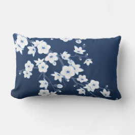 Kirsebärsblom Navyblå Vit Blommig Lumbarkudde