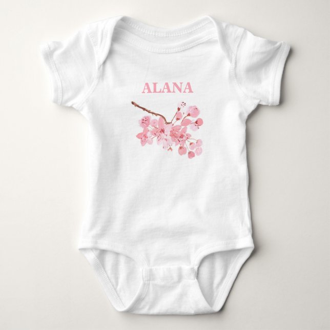 Kirsebärsblom Rosa Blommig Sakura Namn T Shirt (Framsida)