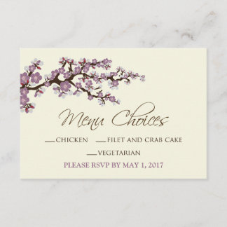 Kirskt blossom MENU-kort (lavendel) Inbjudningar