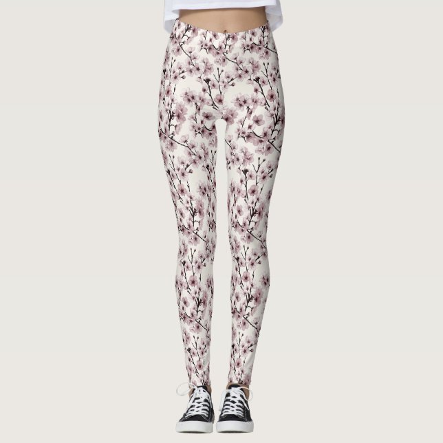 Kirsktommar på elfenben — Elegant & Modernt Leggings (Framsida)