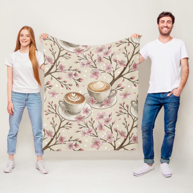 Kirssebärsblom Coffee Cozy Mönster (6) Fleecefilt (På plats)
