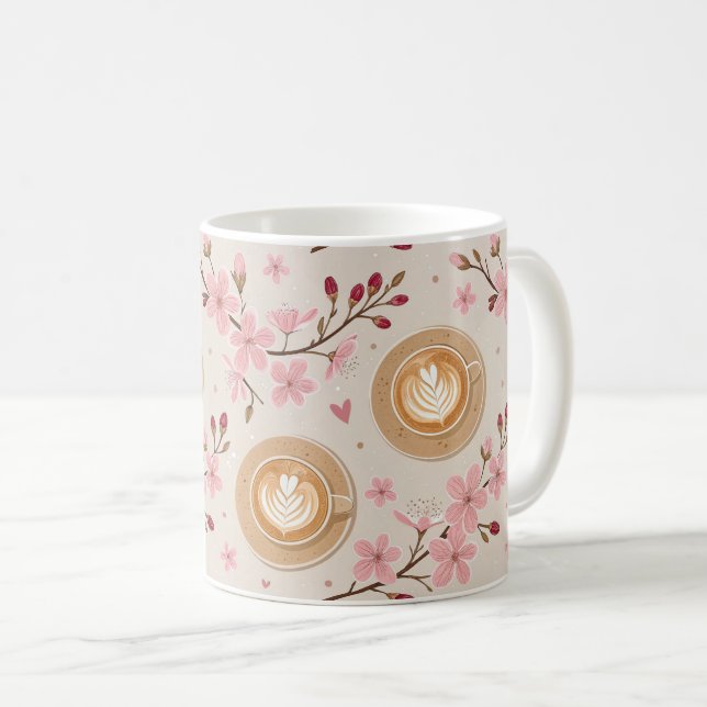 Kirssebärsblom Coffee Cozy Mönster (7) Kaffemugg (Framsida höger)