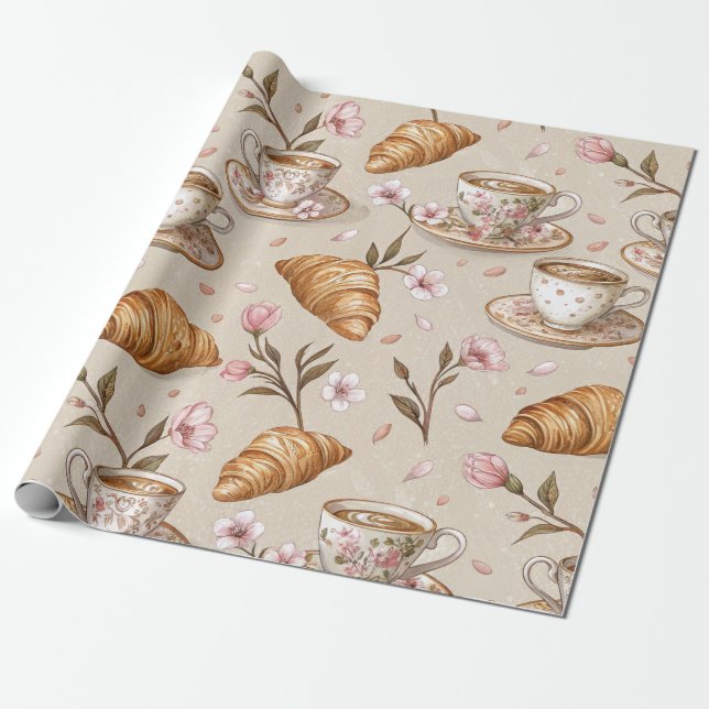 Kirssebärsblom Coffee Cozy Mönster (9) Presentpapper (Utrullad)