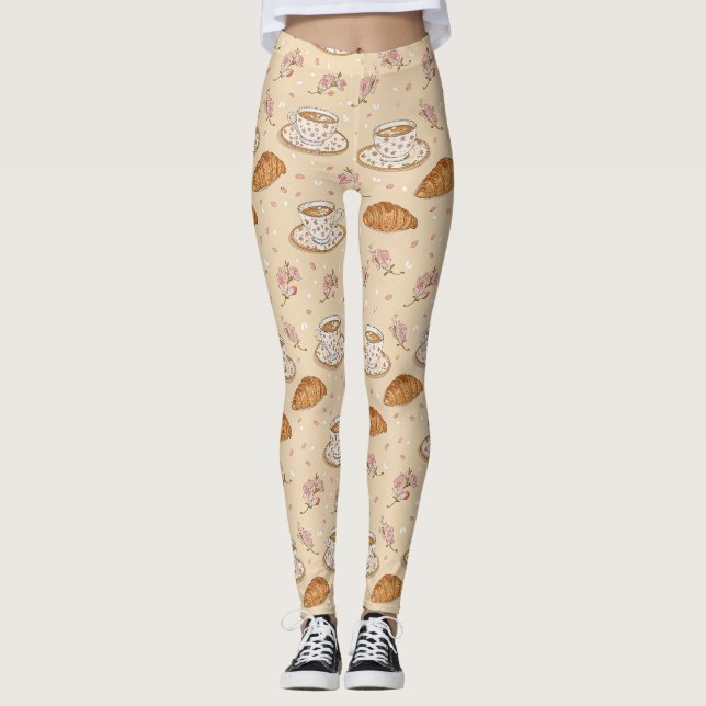 Kirssebärsblom-Kaffekryssningsmönster (2) Leggings (Framsida)