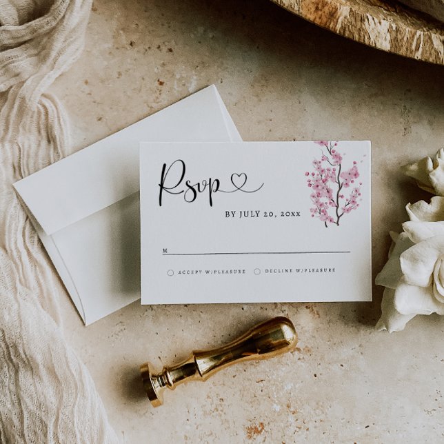 KIRSSEBLOSSOM RSVP-kort Spara Datumet (Skapare uppladdad)