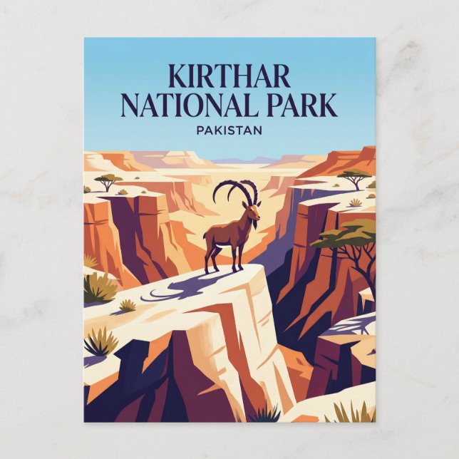 Kirthar nationalpark Pakistan Vykort (Framsida)