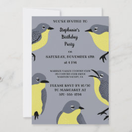 Kirtlands Warblers Bird Älskare Grått, Gult Party Inbjudningar