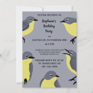 Kirtlands Warblers Bird Älskare Grått, Gult Party Inbjudningar