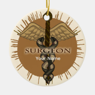 Kirurg Caduceus Premium Fyrkantig Prydnad Julgransprydnad Keramik