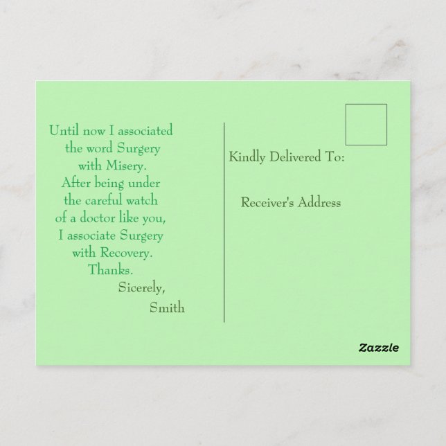 Kirurgi Vykort (Baksida)