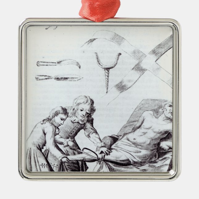 Kirurgisk funktion som amputerar en lägga benen på julgransprydnad metall (Framsidan)