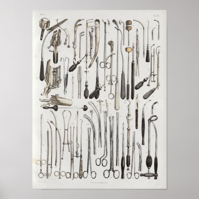 Kirurgiska medicinska instrument Vintage Anatomi S Poster (Framsidan)