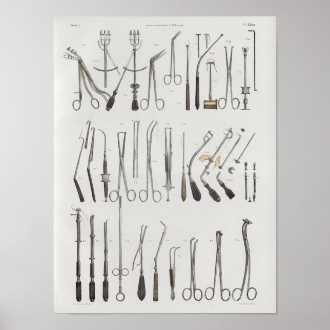 Kirurgiska medicinska instrument Vintage Anatomi S Poster (Framsidan)