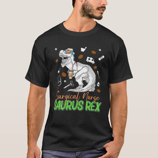 Kirurgiskt sjuksköterska Saurus Rex Dinosaur SCrub T Shirt (Framsida)