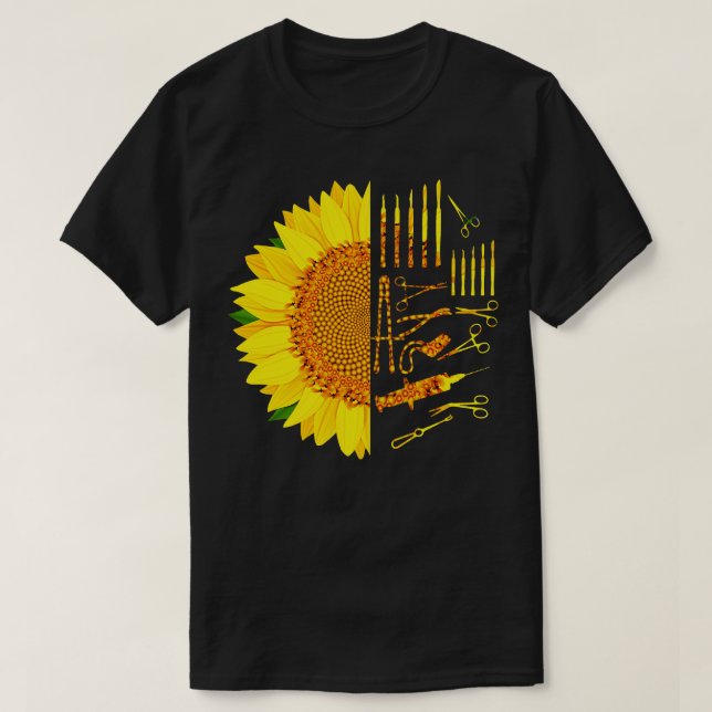 Kirurgiskt tekniska solrosblommor t shirt (Design framsida)