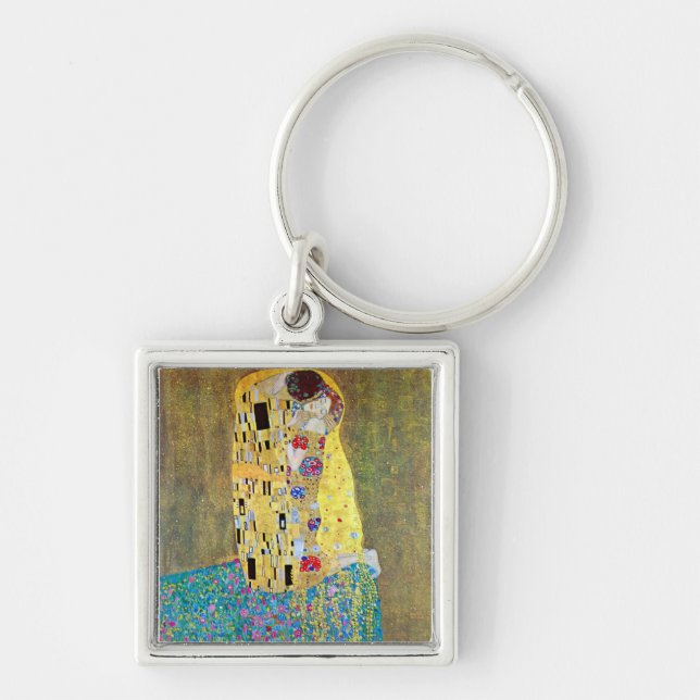 Kis 2 av Gustav Klimt Fyrkantig Silverfärgad Nyckelring (Framsidan)