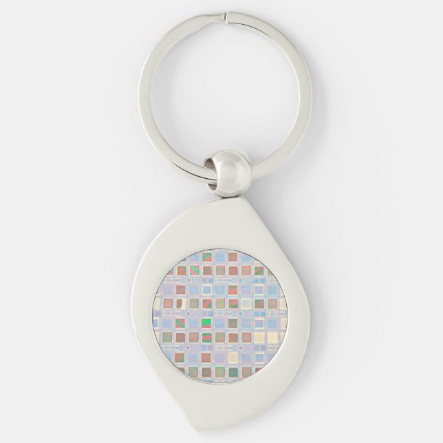 Kisel Chip på en Wafer Metall-nyckelkedja Swirl Silverfärgad Nyckelring (Framsidan)