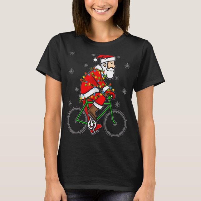 Kiseltomten Riding Cycle Cycling jul T Shirt (Framsida)