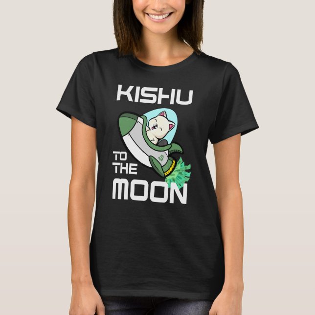 Kishu till Måne Crypto Kishu Inu Coin T Shirt (Framsida)