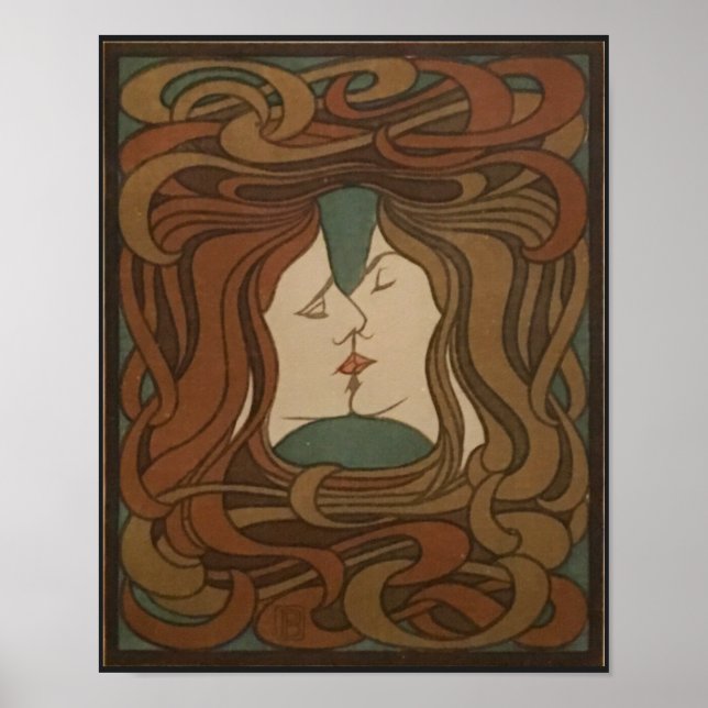 Kiss 1898, kvinna - Art nouveau - illustration Poster (Framsidan)