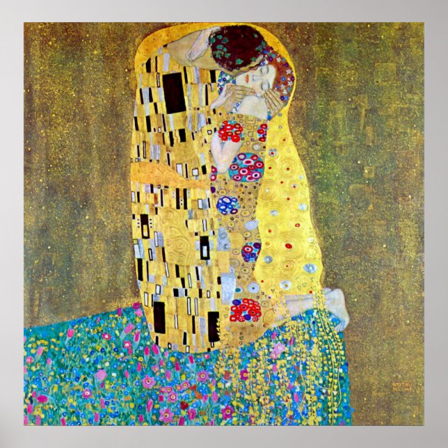 Kiss 2 av Gustav Klimt Poster (Framsidan)