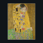 Kiss (Älskare) av Gustav Klimt (1908-1909) Vykort<br><div class="desc">Kiss (Älskare) målades av den österrikiska symbolmålaren Gustav Klimt mellan 1907 och 1908,  höjdpunkten för hans "gyllene period",  när han målade ett antal verk i ett liknande gyldat stil.</div>