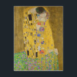 Kiss (Älskare) av Gustav Klimt (1908-1909) Vykort<br><div class="desc">Kiss (Älskare) målades av den österrikiska symbolmålaren Gustav Klimt mellan 1907 och 1908,  höjdpunkten för hans "gyllene period",  när han målade ett antal verk i ett liknande gyldat stil.</div>