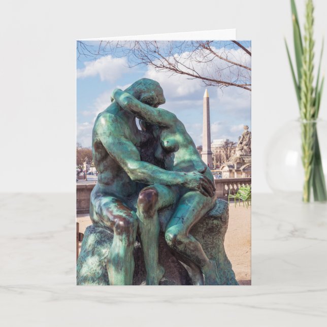 Kiss av Auguste Rodin vid Tuileries, Paris Kort (Framsida)