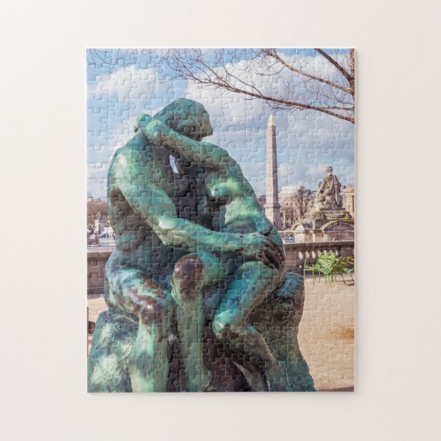 Kiss av Auguste Rodin vid Tuileries, Paris Pussel (Vertikal)