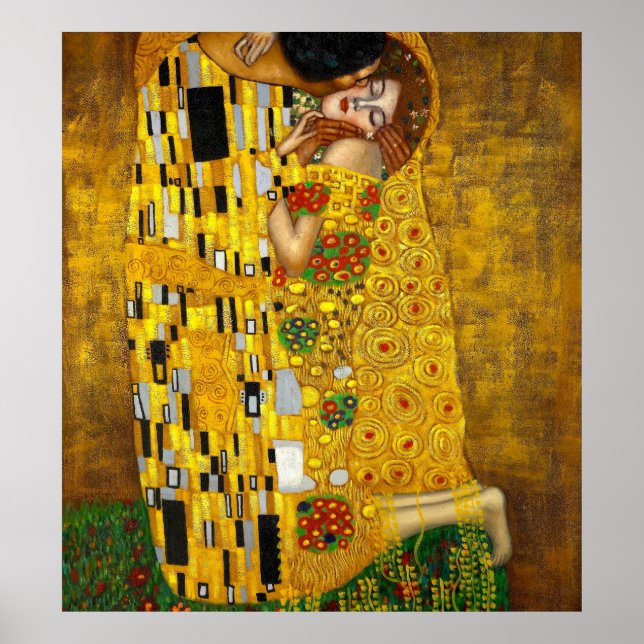 Kiss av Gustav Klimt Poster (Framsidan)