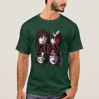 KISS Bandet Alla Medlemmars Ansikten borst effekt T Shirt