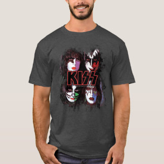 KISS Bandet Alla Medlemmars Ansikten borste effekt T Shirt