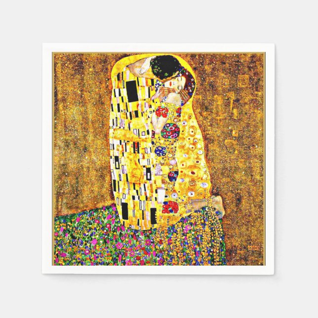 Kiss, berömd av Gustav Klimt Pappersservett (Framsidan)