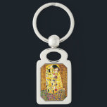 Kiss, berömd av Gustav Klimt Rektangulärt Silverfärgad Nyckelring<br><div class="desc">Kiss,  passionerad målning av den österrikiska symbolartisten Gustav Klimt</div>
