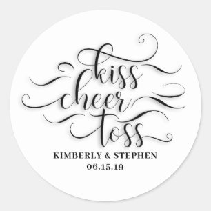 Kiss Cheer Toss Bröllop Petals Packing Runt Klistermärke