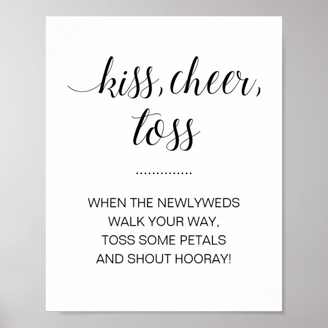 Kiss Cheer Toss Flower Confetti Bröllop-tecken Poster (Framsidan)