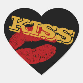 KISS-dekal Heart, Red Läppar - Kärlek / Party Hjärtformat Klistermärke