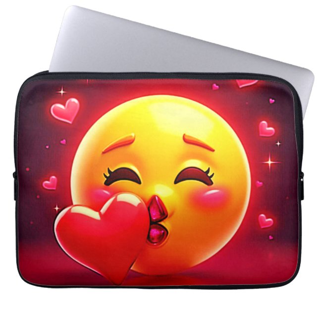 Kiss Emoji: Love and Hearts Art Laptop Fodral (Framsidan)