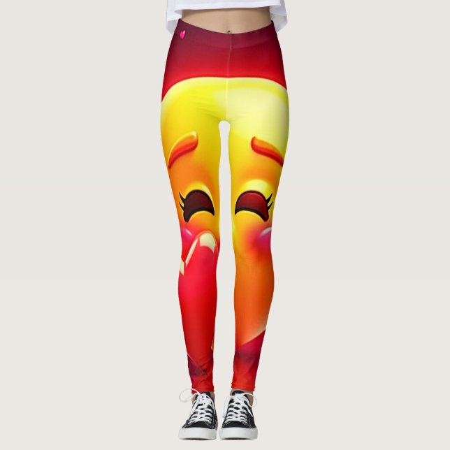 Kiss Emoji: Love and Hearts Art Leggings (Framsida)
