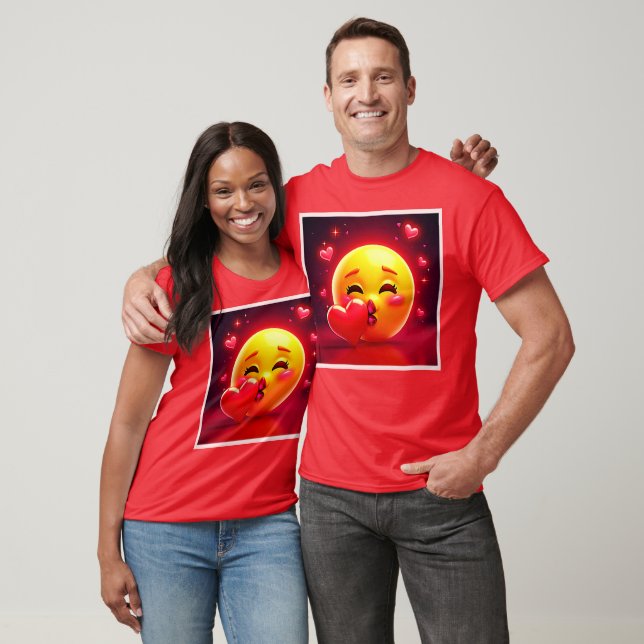 Kiss Emoji: Love and Hearts Art T Shirt (Unisex)